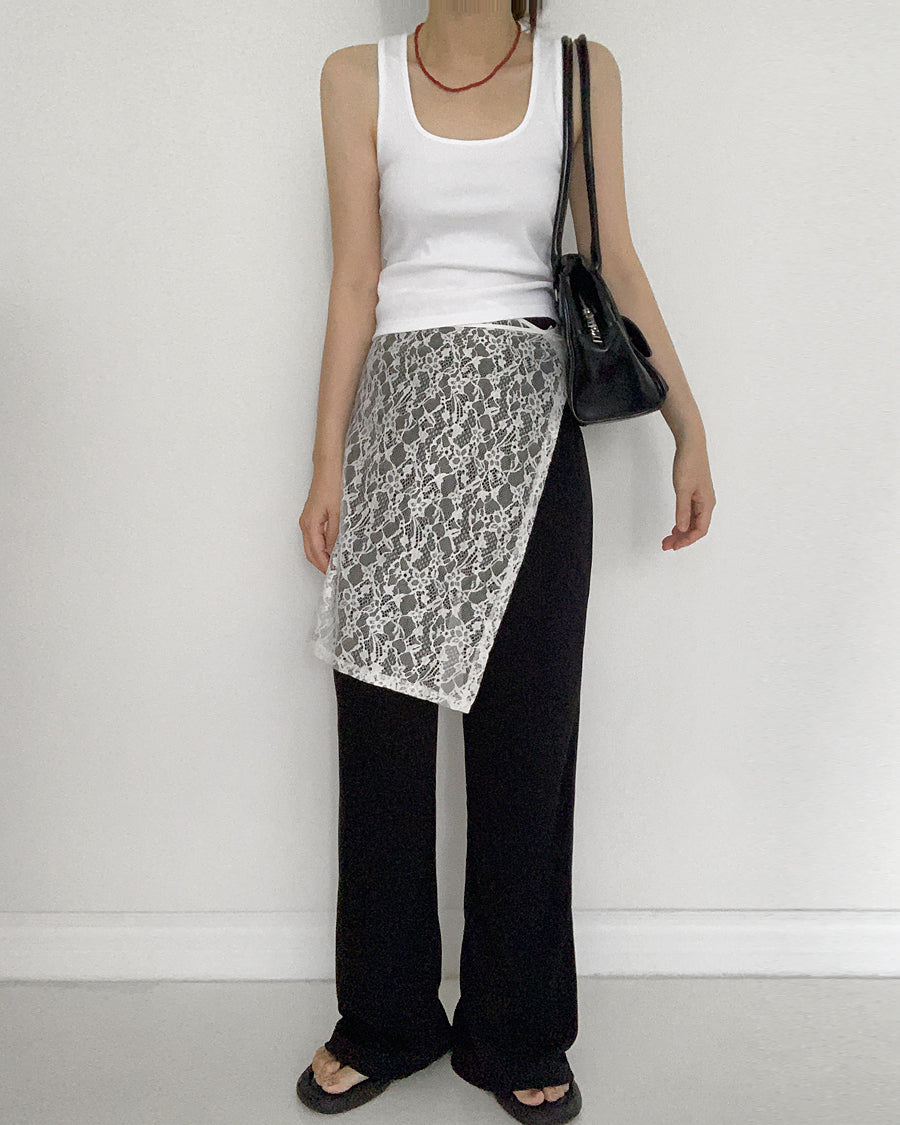 easy flow rib pants (black)