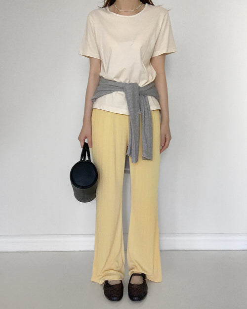 easy flow rib pants (yellow)
