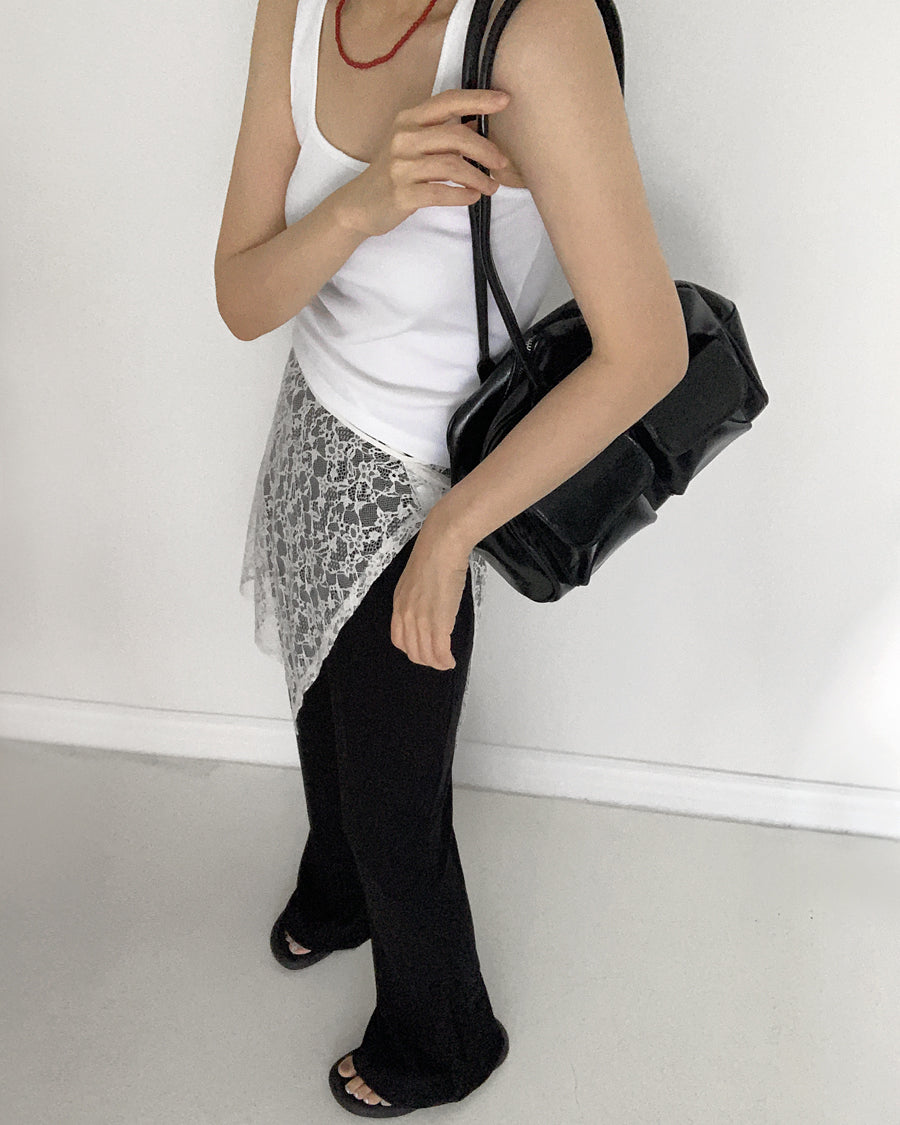 easy flow rib pants (black)