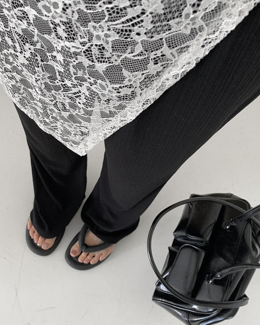 easy flow rib pants (black)
