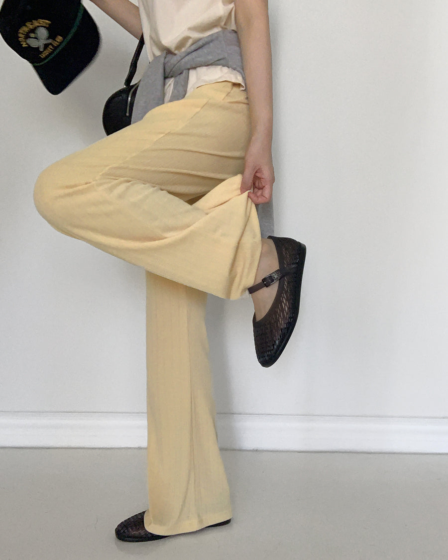 easy flow rib pants (yellow)
