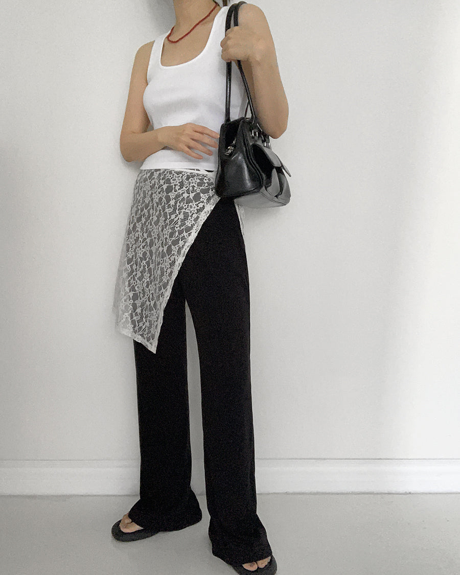 easy flow rib pants (black)