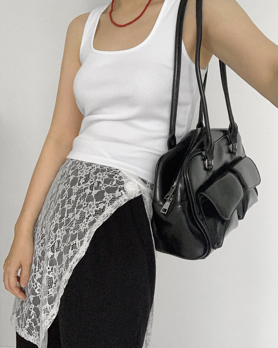 easy flow rib pants (black)