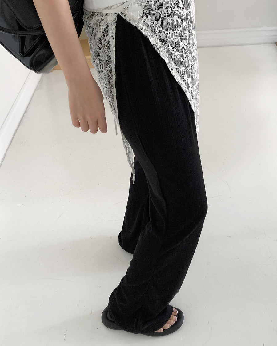 easy flow rib pants (black)