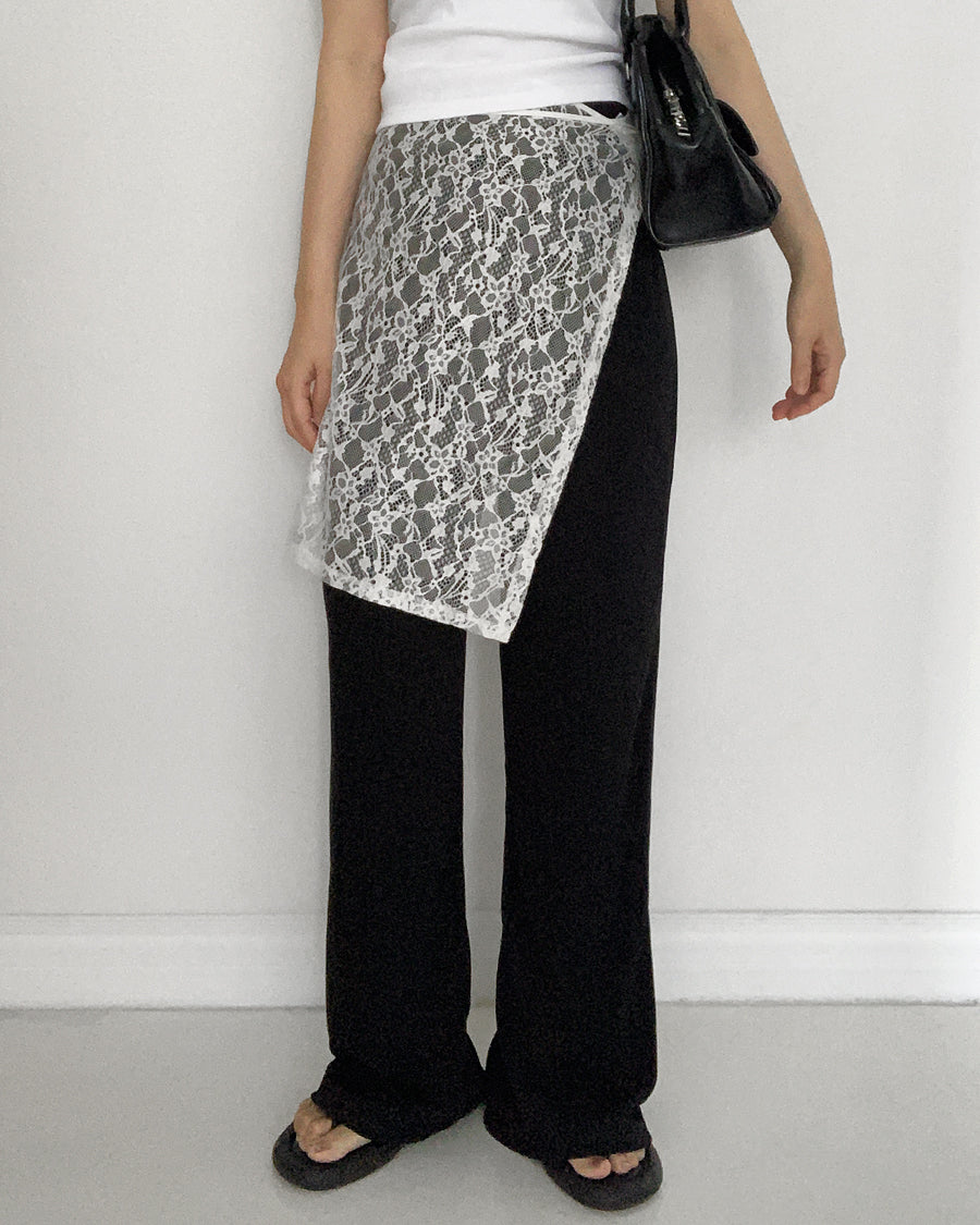 easy flow rib pants (black)